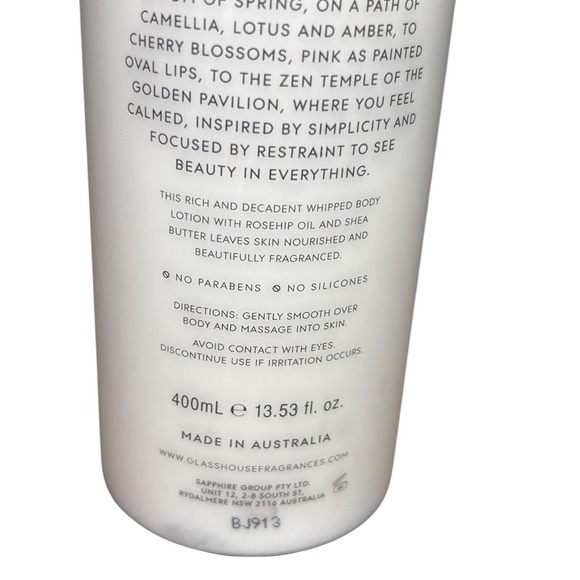 Glasshouse Fragrance Kyoto in Bloom Body Lotion Camellia &‎ Lotus 13.53. oz - Picture 5 of 8